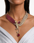 Baghira Ruby Moissanite Polki Kundan Statement Necklace Set – Necklace & Earrings