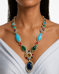 Mahzara Multicolor Zircon Statement Necklace Set – Necklace & Earrings