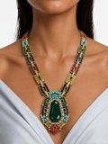 Mahzaria Multicolor Zircon Statement Necklace Set – Necklace & Earrings