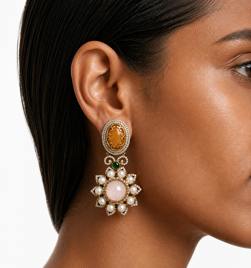 Raushi Multicolor Zircon & Pendant Necklace Set – Necklace & Earrings
