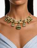 Huma Emerald Moissanite Polki Kundan Royal Necklace Set – Necklace & Earrings