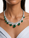 Solara Emerald Diamond-Like Zircon Necklace Set (Necklace & Earrings)