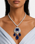Nareesa saffier diamantachtige zirkoon statement kettingset – ketting en oorbellen