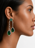 Boucles d'oreilles florales Elowen en émeraude et zircon