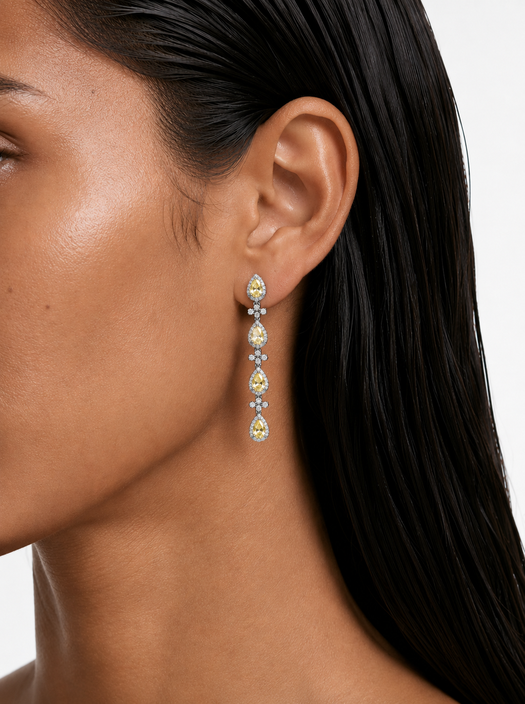 Naeva Citrine Drops Diamond-Like Zircon Necklace Set – Necklace & Earrings