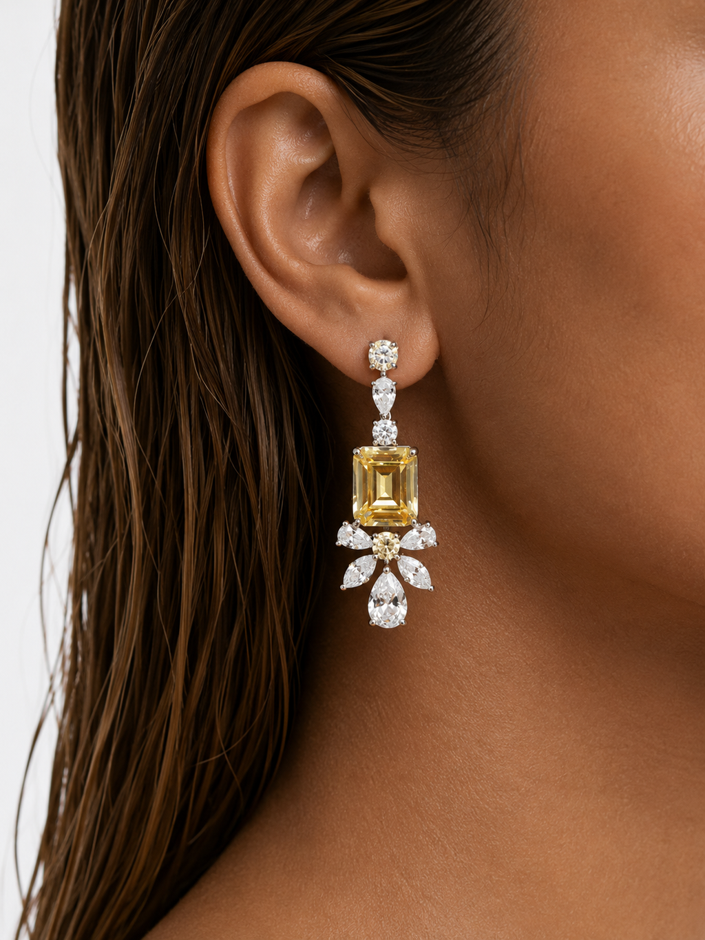 Rosina Citrine & Diamond Necklace Set (Necklace & Earrings)