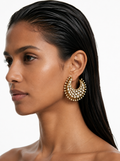 Zarish Pearl Polki Statement Hoop Earrings