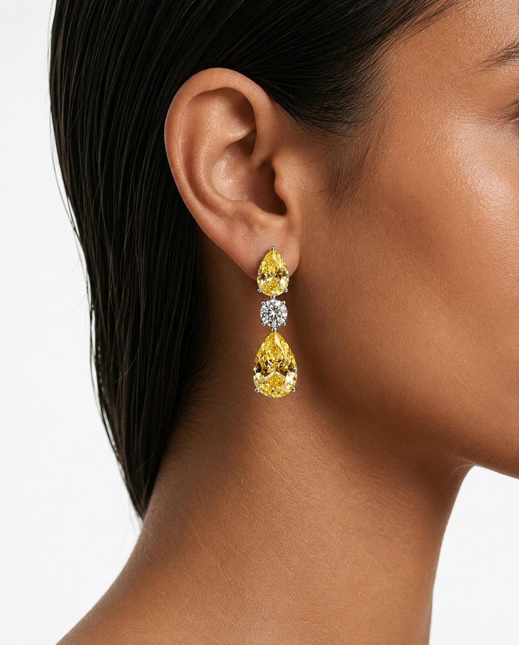 Zarelle Citrine Diamond-Like Zircon Statement Necklace Set – Necklace & Earrings