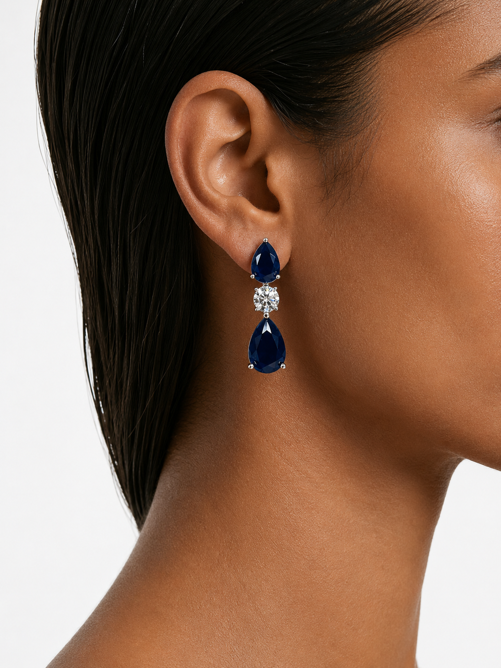 Zarelle Sapphire Diamond-Like Zircon Statement Necklace Set – Necklace & Earrings