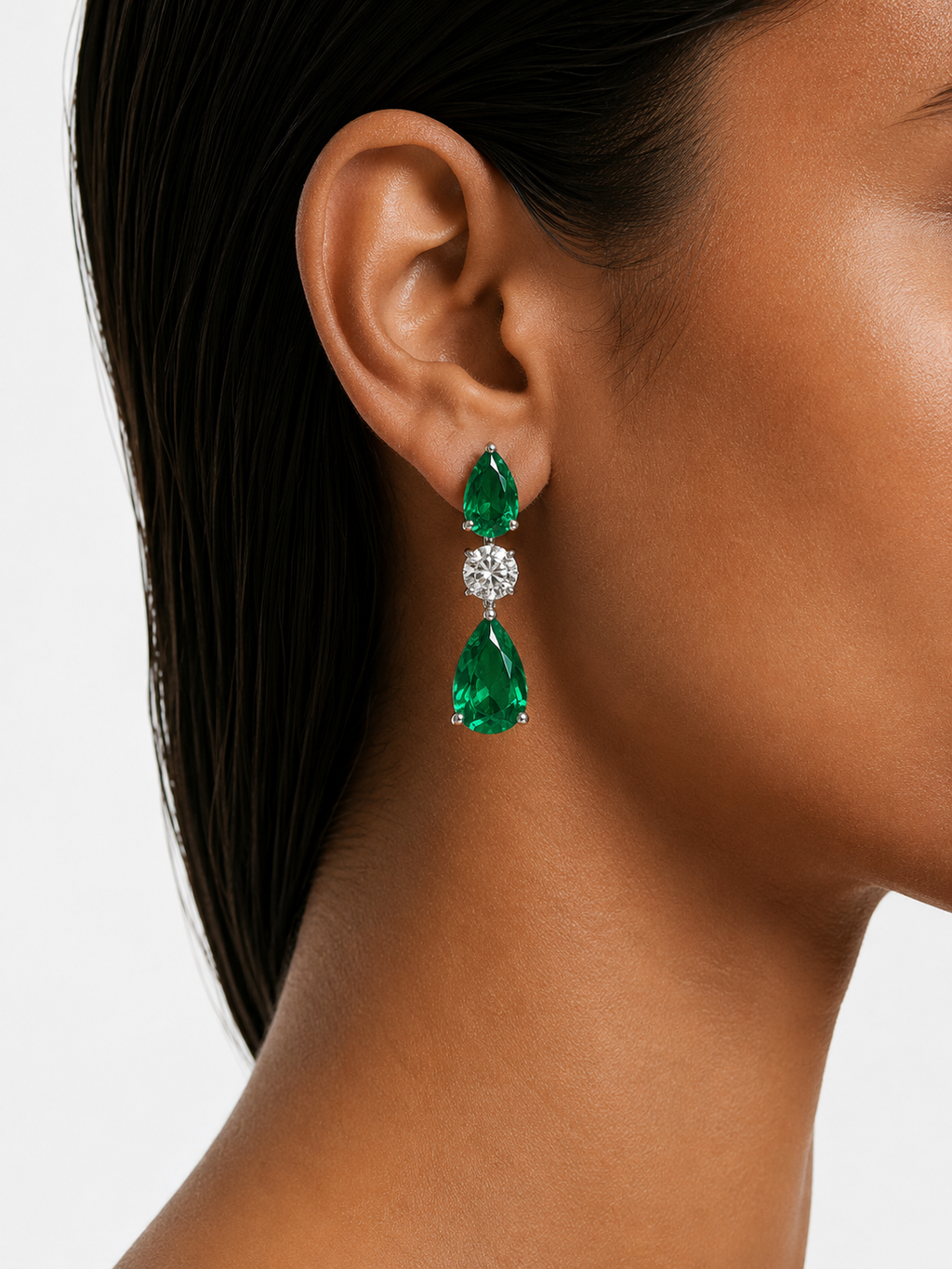 Zarelle Emerald Diamond-Like Zircon Statement Necklace Set – Necklace & Earrings
