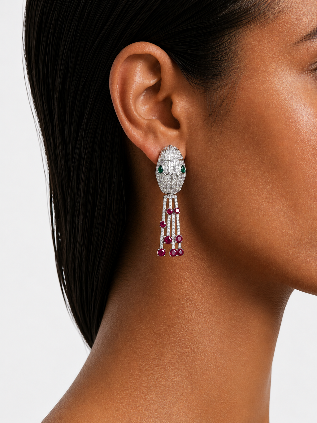 Serafina Ruby diamantachtige zirkoon statement kettingset – ketting en oorbellen