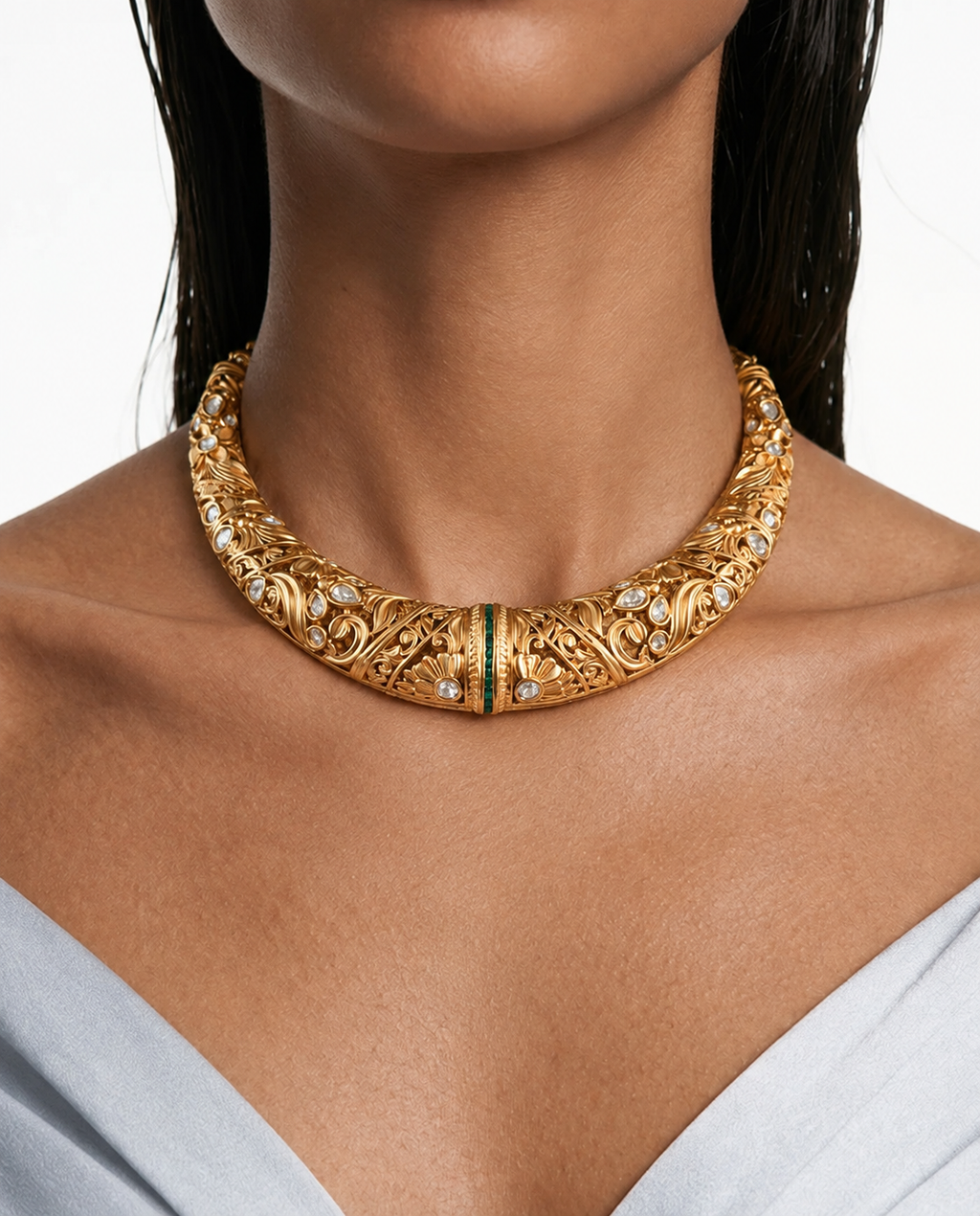 Adoor Ruby Meena Dimonte Pearl Drop Hasdi ketting set (ketting en oorbellen)