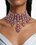 Adoor Ruby Meena Dimonte Pearl Drop Hasdi ketting set (ketting en oorbellen)