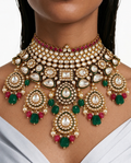 Maharani Amarat Polki Kundan Statement Necklace Set (Necklace, Earrings & Mang Tika)