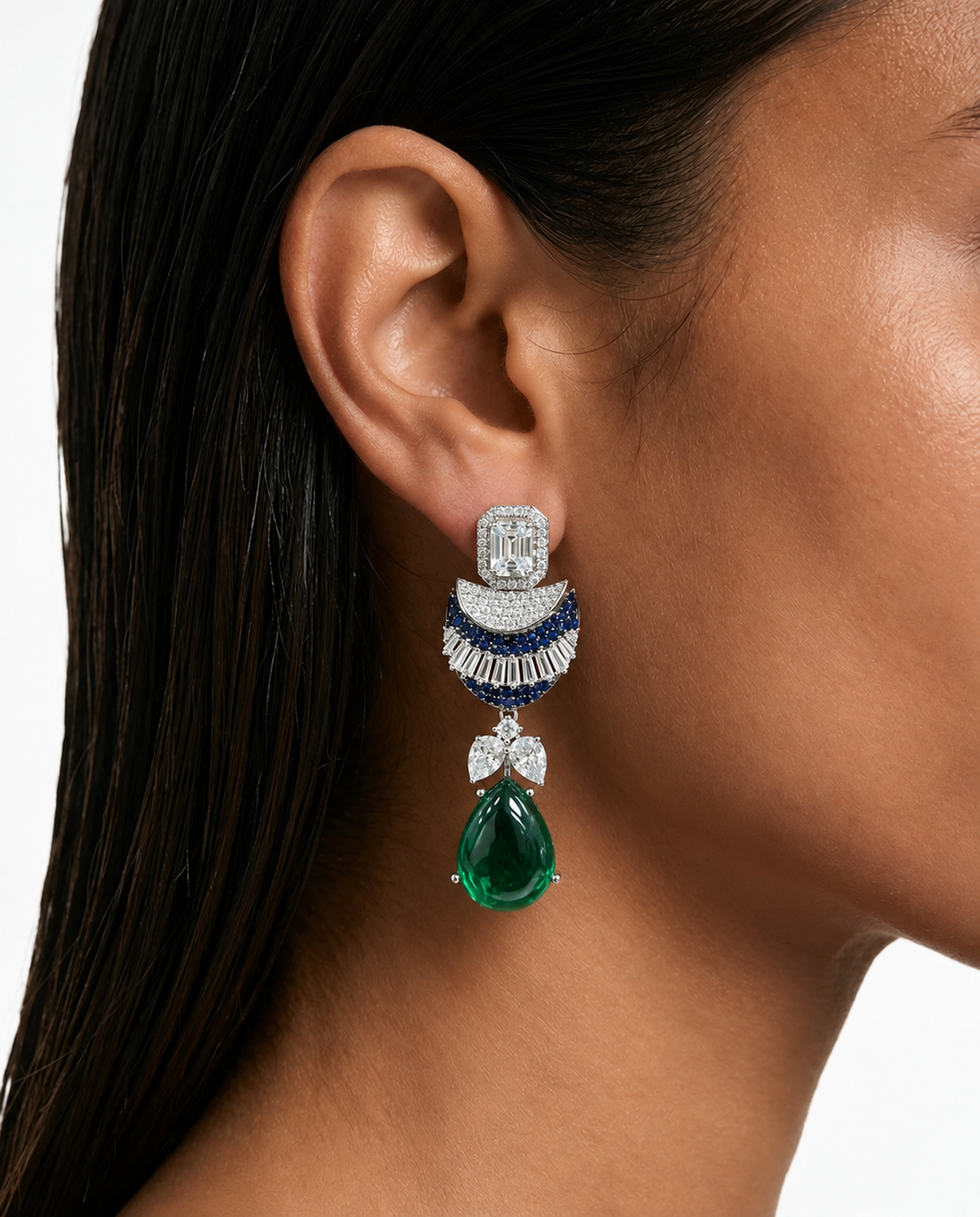 Cyrene Multicolor Drops & Diamond-Like Zircon Necklace Set – Necklace & Earrings