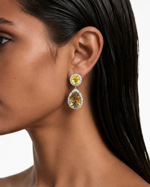 Talia Multicolor Teardrop & Diamond-Like Zircon Necklace Set – Necklace & Earrings