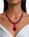 Boulder Ruby Diamond-Like Zircon Single Line  Necklace Set – Necklace & Earrings