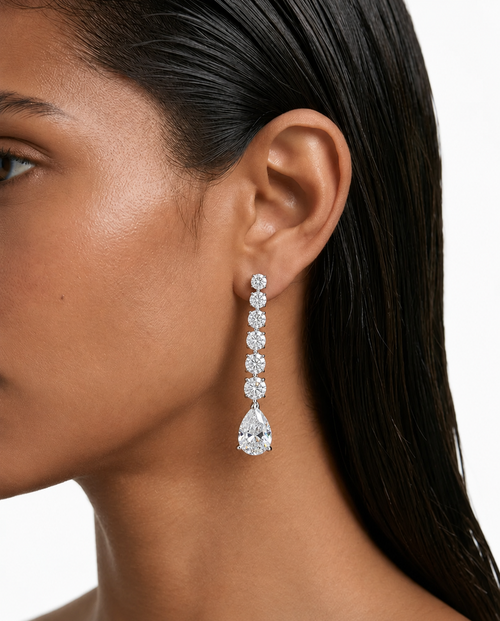 Odelia Pear Drop Diamond-Like Zircon Necklace Set – Necklace & Earrings