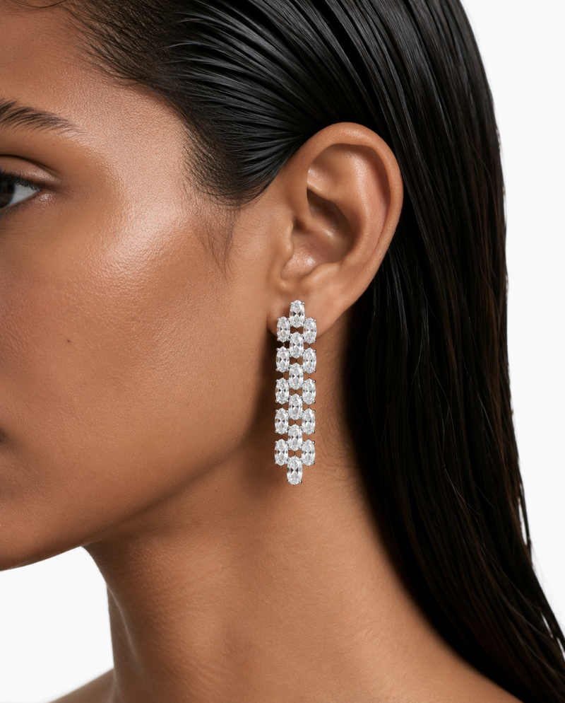 Ruelle Floral Diamond-Like Zircon Necklace Set – Necklace & Earrings
