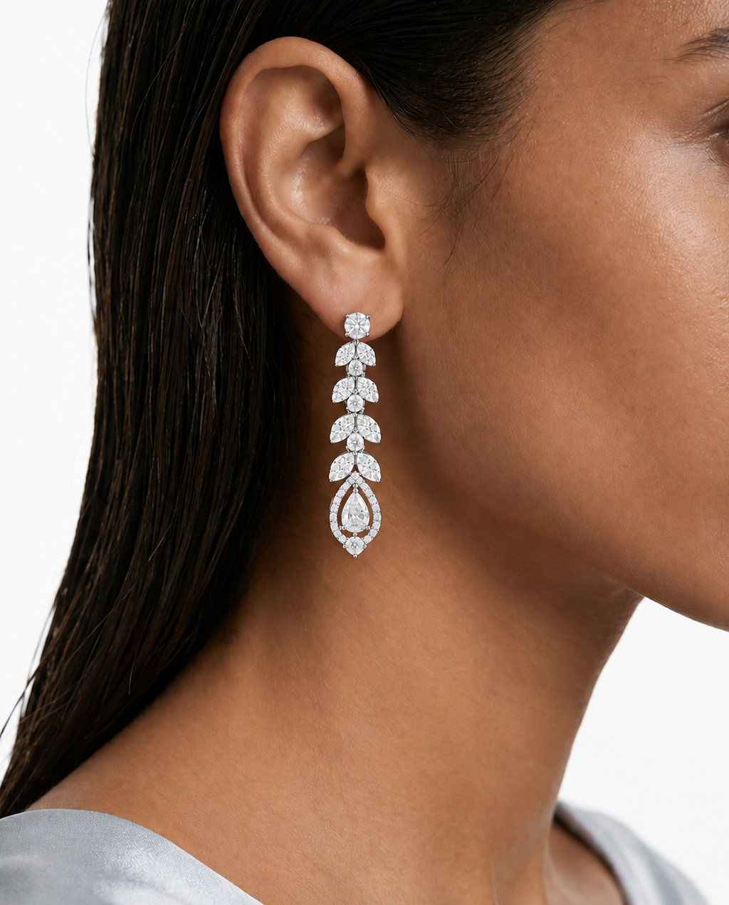 Milly Diamond Teardrop Diamond-Like Zircon Necklace Set – Necklace & Earrings