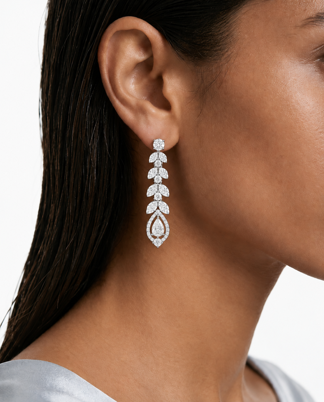 Milly Diamond Teardrop Diamond-Like Zircon Necklace Set – Necklace & Earrings
