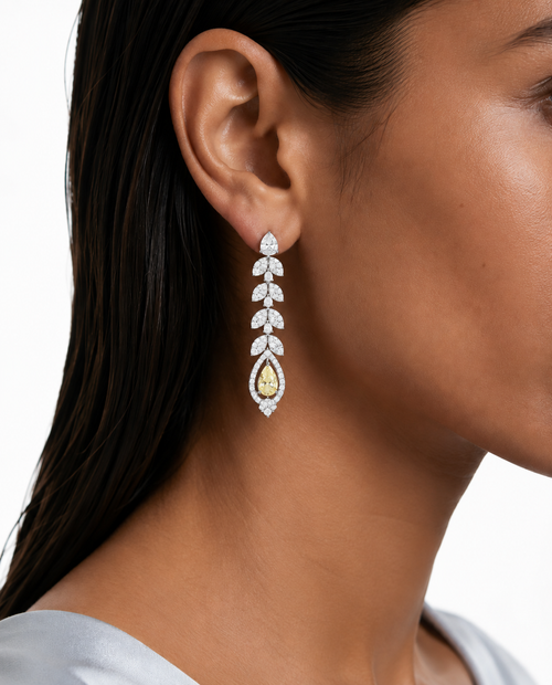 Milly Citrine Teardrop Diamond-Like Zircon Necklace Set – Necklace & Earrings