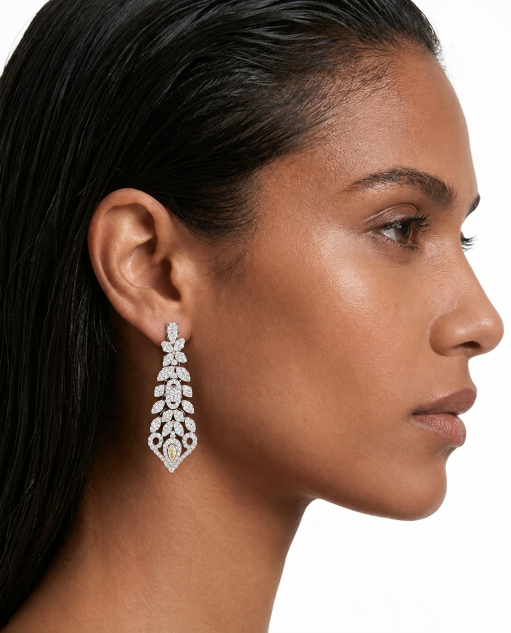 Romy Citrine Pear Diamond-Like Zircon Necklace Set – Necklace & Earrings