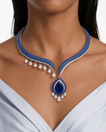 Lottie Sapphire Diamond-Like Zircon Open Front Drop Necklace Set – Necklace & Earrings