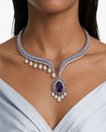 Lottie Purple Diamond-Like Zircon Open Front Drop Necklace Set – Necklace & Earrings
