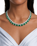 Bhavika Emerald & Zircon Diamond Single Line Tennis Necklace Set (Necklace & Earrings)