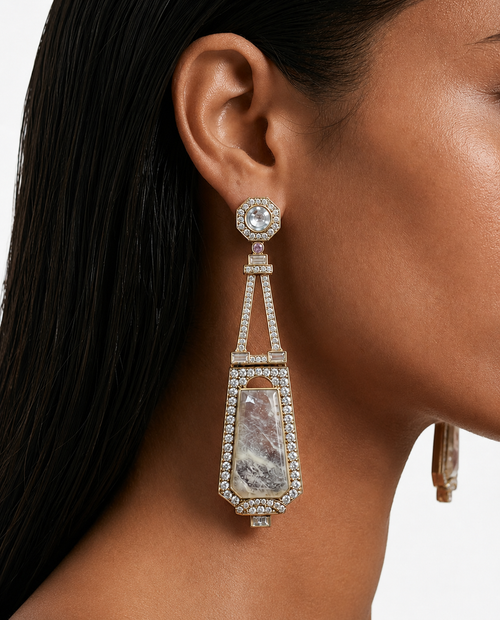 Arlette Pale Aqua & Pink Eiffel Drop Earrings