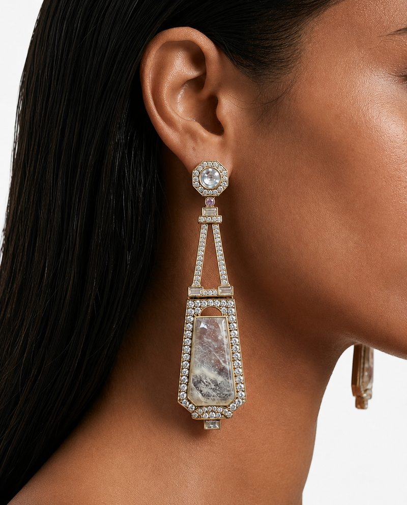 Arlette Pale Aqua & Pink Eiffel Drop Earrings