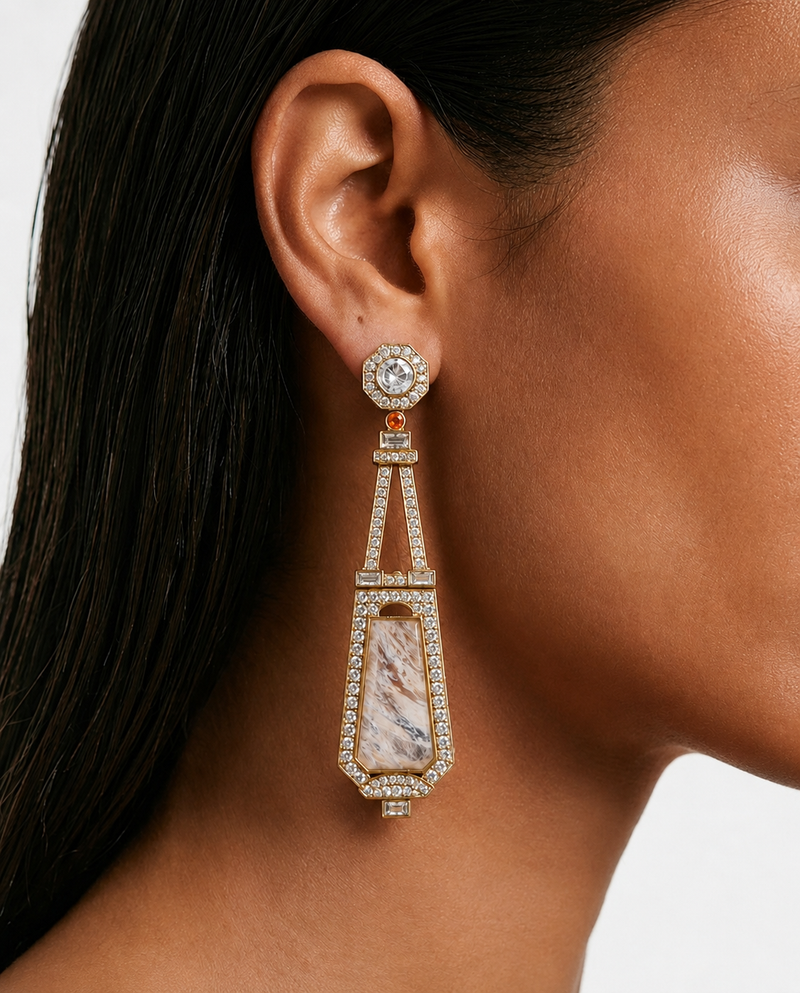 Arlette Peach & Amber Eiffel Drop Earrings