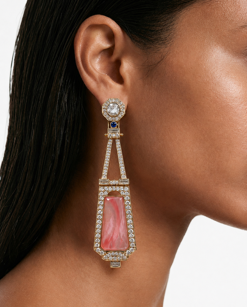 Arlette Peach & Sapphire Eiffel Drop Earrings