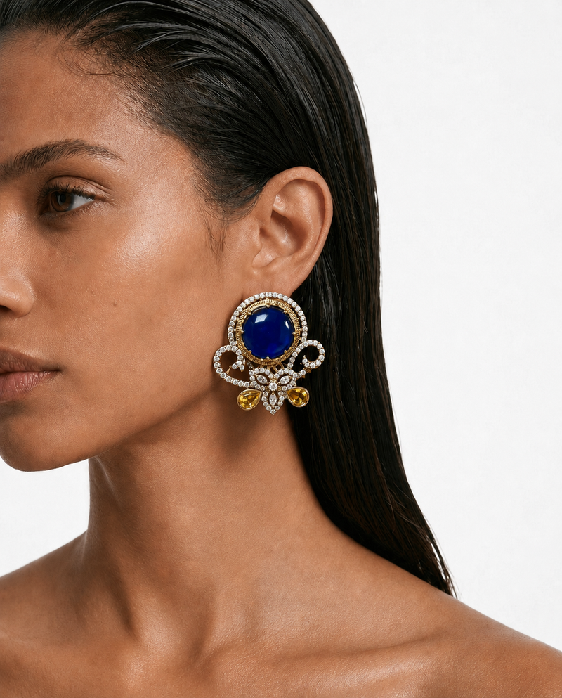 Zia Sapphire & Citrine Floral Studs