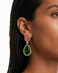 Soleil Peach & Emerald Diamond Drop Statement Earrings