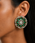 Ena Emerald Kundan Floral Studs