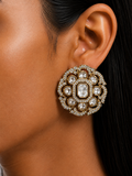 Ena Diamond Kundan Floral Stud Earrings