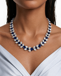 Areziya Sapphire Leaf Diamond-Like Zircon Necklace Set – Necklace & Earrings