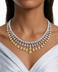 Sabelle Citrine Baguette & Teardrop Diamond-Like Zircon Necklace Set – Necklace & Earrings