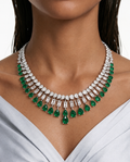 Sabelle Emerald Baguette & Teardrop Diamond-Like Zircon Necklace Set – Necklace & Earrings