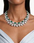 Aster Emerald Fan Diamond-Like Zircon Necklace Set – Necklace & Earrings