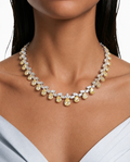 Vaanya Mini Citrine Drops & Diamond-Like Zircon Single Line Necklace Set (Necklace & Earrings)