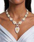 Vespera Citrine Teardrop Diamond-Like Zircon Jewellery Set – Necklace, Earrings, Bracelet & Ring