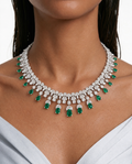 Zelie Emerald Leaf & Teardrop Diamond-Like Zircon Necklace Set – Necklace & Earrings