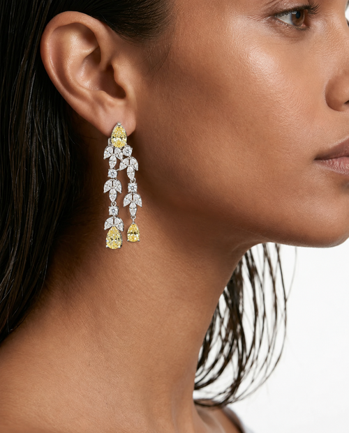 Zelie Citrine Leaf & Teardrop Diamond-Like Zircon Necklace Set – Necklace & Earrings