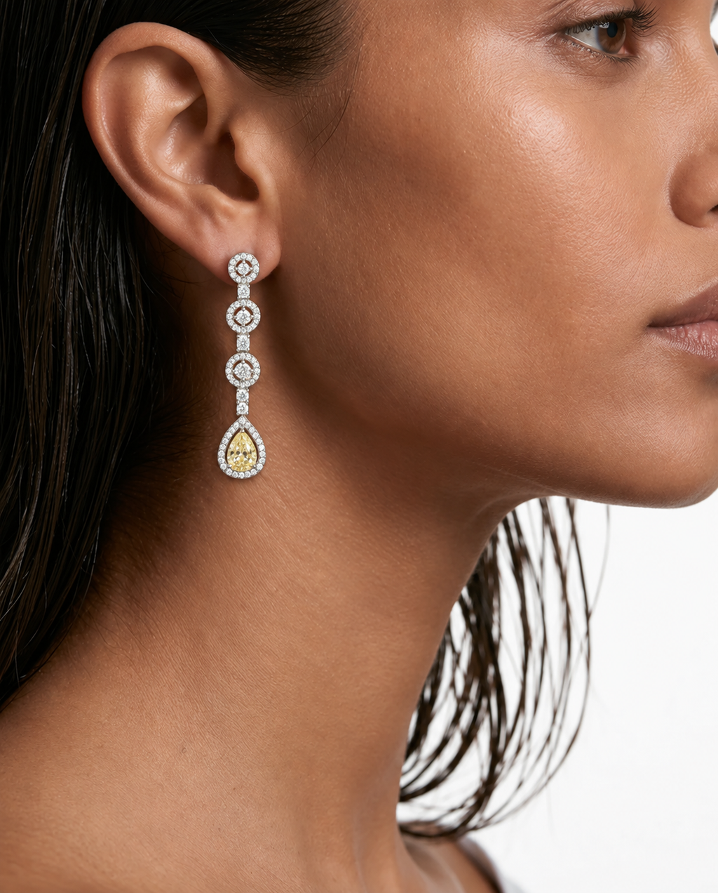 Kiki Citrine Pear Drop Diamond-Like Zircon Necklace Set – Necklace & Earrings
