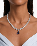 Odelia Sapphire Pear Drop Diamond-Like Zircon Necklace Set – Necklace & Earrings