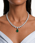 Odelia Emerald Pear Drop Diamond-Like Zircon Necklace Set – Necklace & Earrings
