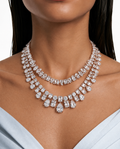Maharani Baguette hart Dimonte ketting set & geometrische Dimonte ketting set (ketting en oorbellen)